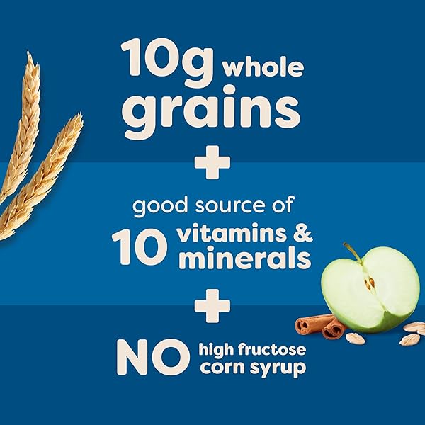 NUTRI-GRAIN BREAKFAST BARS, MADE WITH 10G WHOLE GRAINS, SNACK BARS, APPLE CINNAMON, 20.8OZ BOX (16 COUNT)