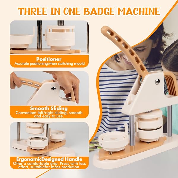 BUTTON MAKER MACHINE,2.25INCH 100PCS PIN BADGE PRESS MACHINE BOTTOM COVERS WITH 100PCS CLEAR FILM & BUTTON PARTS & CIRCLE CUTTER, IDEAL DIY KIT FOR KIDS