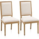 Furniliving French Country Dining Chairs Set of 2, Upholstered Dining Room Chairs with Back Farmhouse Kitchen Chairs for Livi