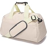 14 inch Small Gym Bag for Women & Men, Mini Duffel Bag for Travel Sports Lightweight Carry On Bag (Beige)