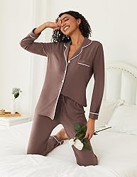 Ekouaer Womens Pajamas Set 2 Piece Button Down
