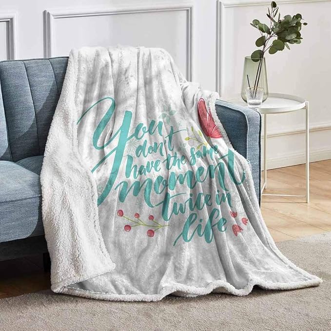 YUAZHOQI Inspirational Quotes Plush Blanket Fleece Blanket Pastel