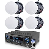Technical Pro 1000 Watts Professional Home Theater Receiver System | with USB and SD Card Inputs, 2 Pairs of 5.25 Inch Ceiling Wall, Mount Frame-Less 2-Way Mid bass Woofer Speaker