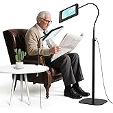 MoKo 10X Large Magnifying Glass with Light and Stand, Flexible Gooseneck Floor Magnifying Lamp with 5 Color Modes, 3-in-1 LED Lighted Desk Lamp Magnifiers for Reading, Close Work, Sewing, Crafts