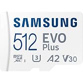 Samsung EVO Plus 512GB microSDXC Memory Card + SD Adaptor, Up to 160MB/s | UHS-I, C10, U3, V10, A3, microSD Upgrade Storage f
