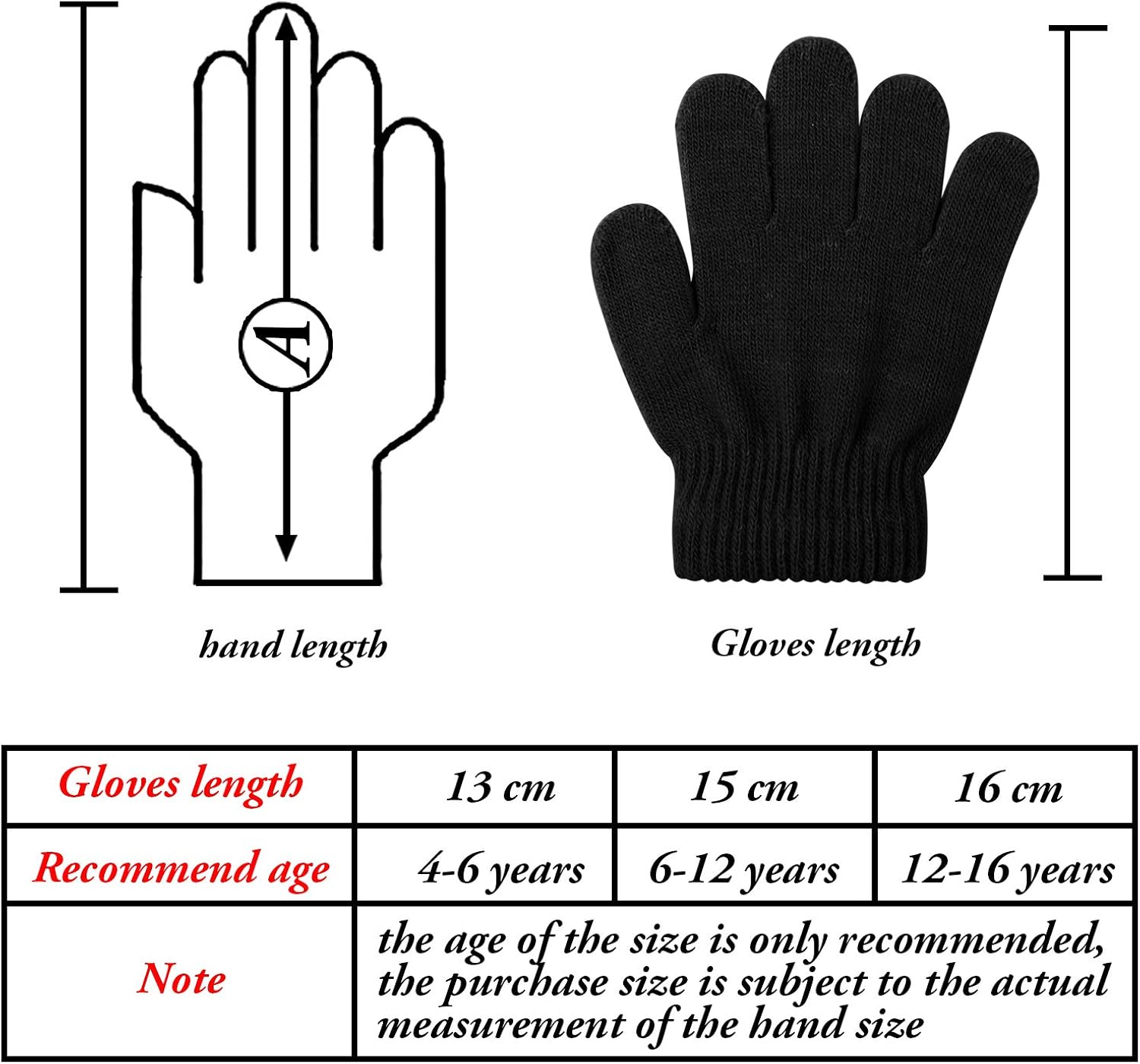 Cooraby 6 Pairs Kids Knitted Magic Gloves Teens Warm Winter Stretchy Full Fingers Gloves: Clothing