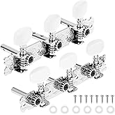 QWORK Classical Guitar Tuners 3R3L Machine Head Tuning Pegs Keys - 2 Pcs Zinc Alloy with Beige Plastic Buttons