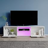 Panana TV Unit Stand Cabinet 2 Doors LED RGB Lights 75 Inch Black view 7