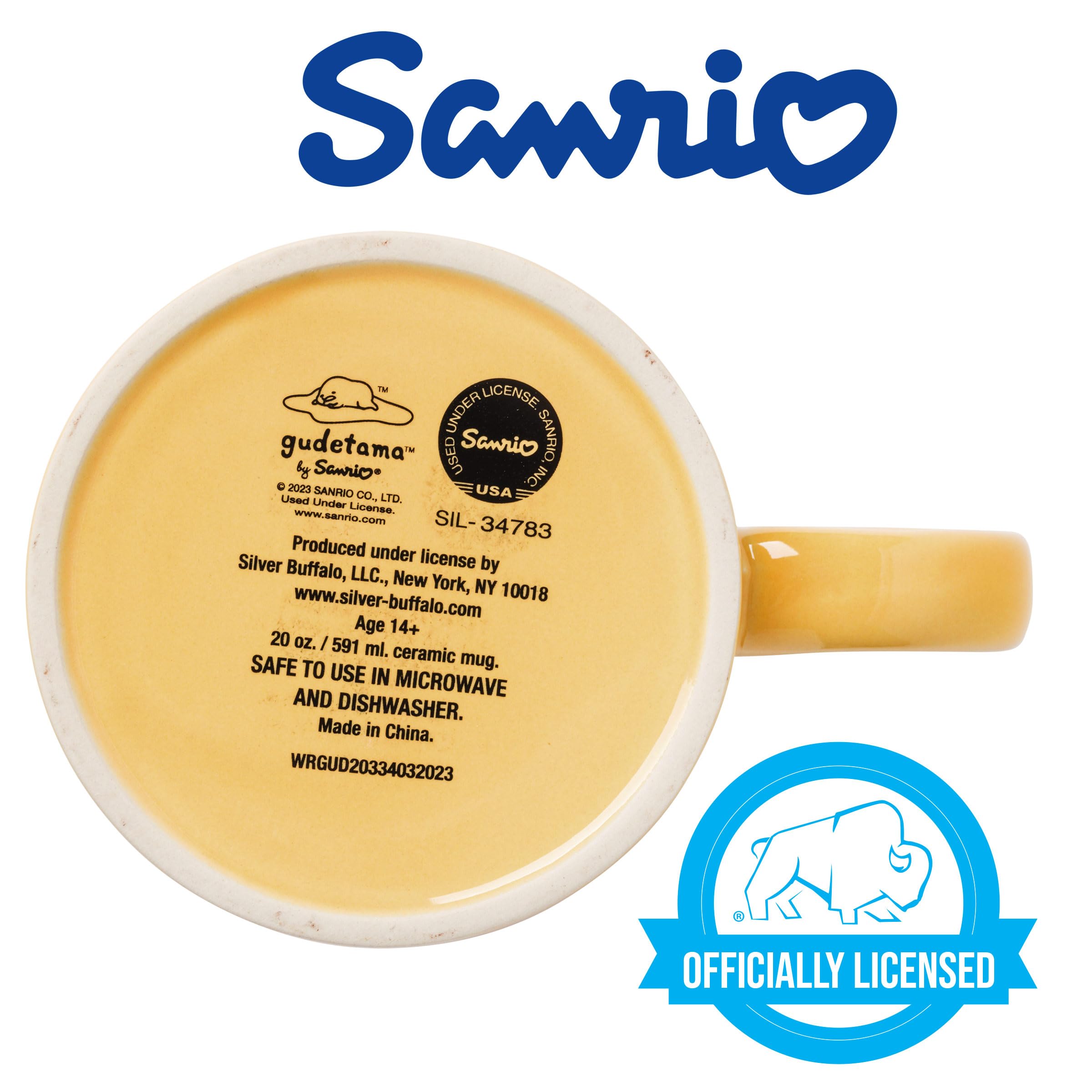 Silver Buffalo Sanrio The Many Emotions of Gudetama Lazy Egg Ceramic Mug, 20 Ounces