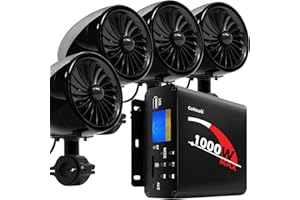 GoHawk Motorcycle Speakers and Amplifier Audio Sound System, 1000W Bluetooth Weatherproof 4 Inch Radio Audio System AUX USB SD FM Radio, Volume Control, ATV UTV Compatible