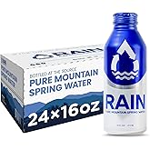 RAIN, Spring Water, 16 Oz, 24 Pack, Bottled At The Source, Recyclable Eco Friendly Aluminum