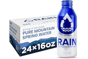 RAIN, Spring Water, 16 Oz, 24 Pack, Bottled At The Source, Recyclable Eco Friendly Aluminum