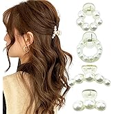 4PCS Mini Pearl Hair Claw Clips,Pearl Hair Claw Horsetail Clips Fashion Hair Accessories for Women and Girls Strong Hold Nonslip