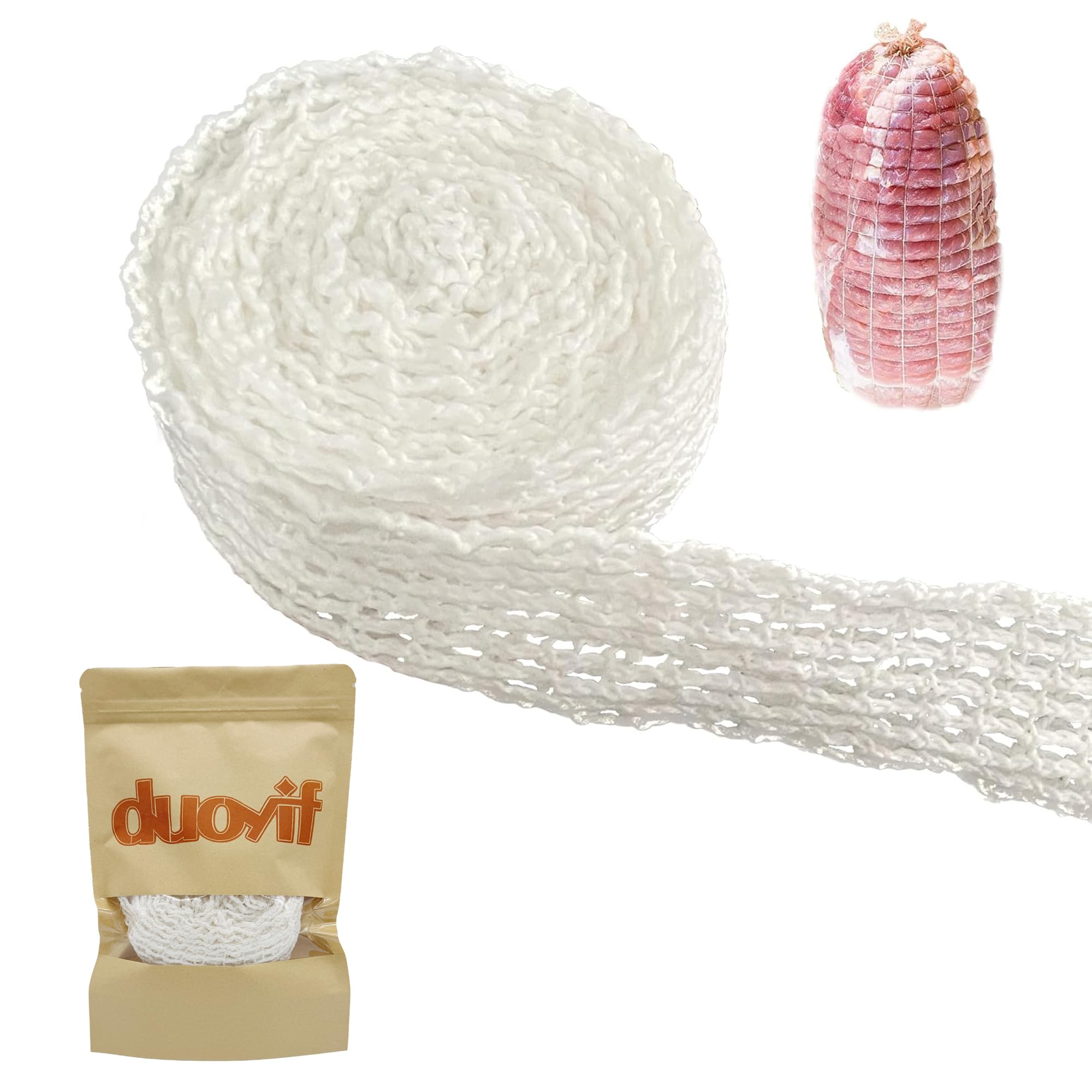 duoyif Meat Net for Rolled Roast Net, Roasting Net, Rolled Roast Net, Smoking Net, Ham Net, Cotton Net for Storing, Roasting, Cooking Meat, Roasting Net, Calibre 16, Elastic 11 Metres (11 m)