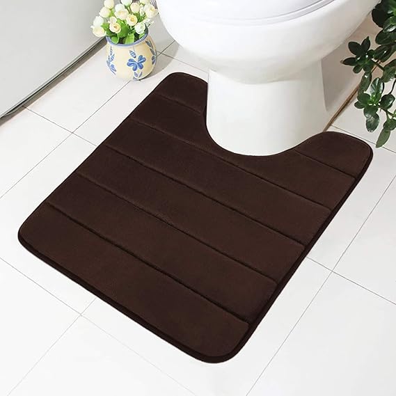 Olanly Memory Foam Contour Toilet Bath Rug, UShaped Non Slip Absorbent