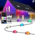 Smart Permanent Outdoor Lights - 50FT 25LED Eaves Lights with APP & Remote Control, Color Changing with DIY Modes for Party, Holiday, Christmas, Compatible with Alexa, Google Assistant