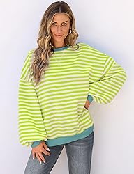 UEU Womens Casual Long Sleeve Striped Shirts