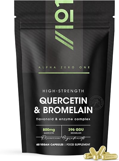ALPHA01 Quercetin 800mg & Bromelain 396 GDU Vegan 60 Caps BioPerine