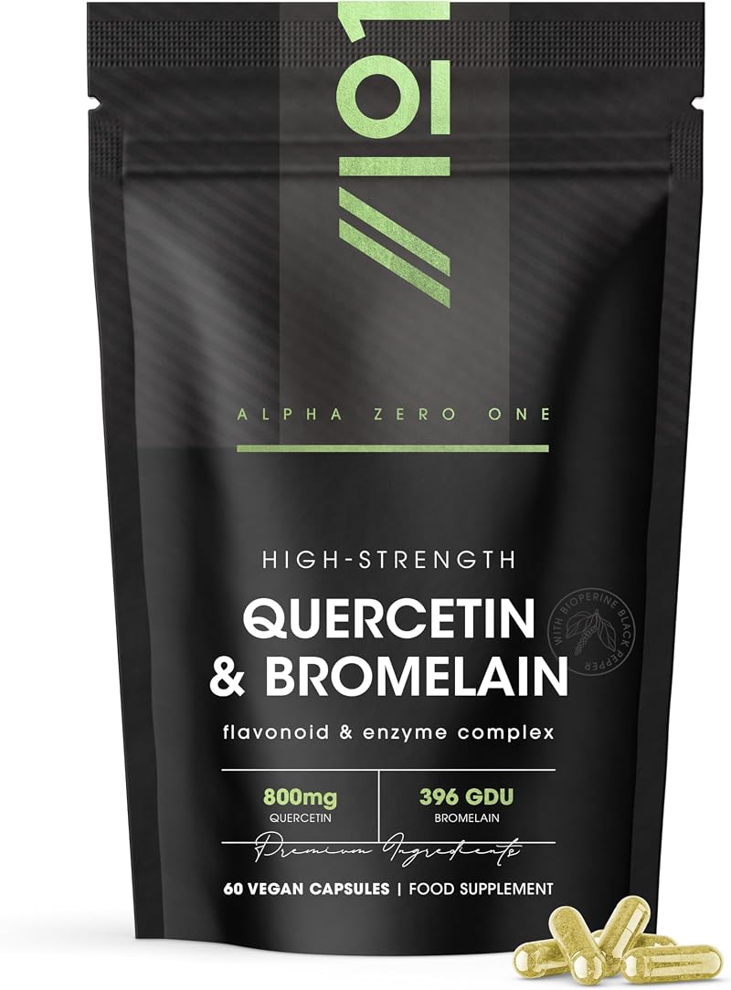 ALPHA01 Quercetin 800mg & Bromelain 396 GDU Vegan 60 Caps BioPerine
