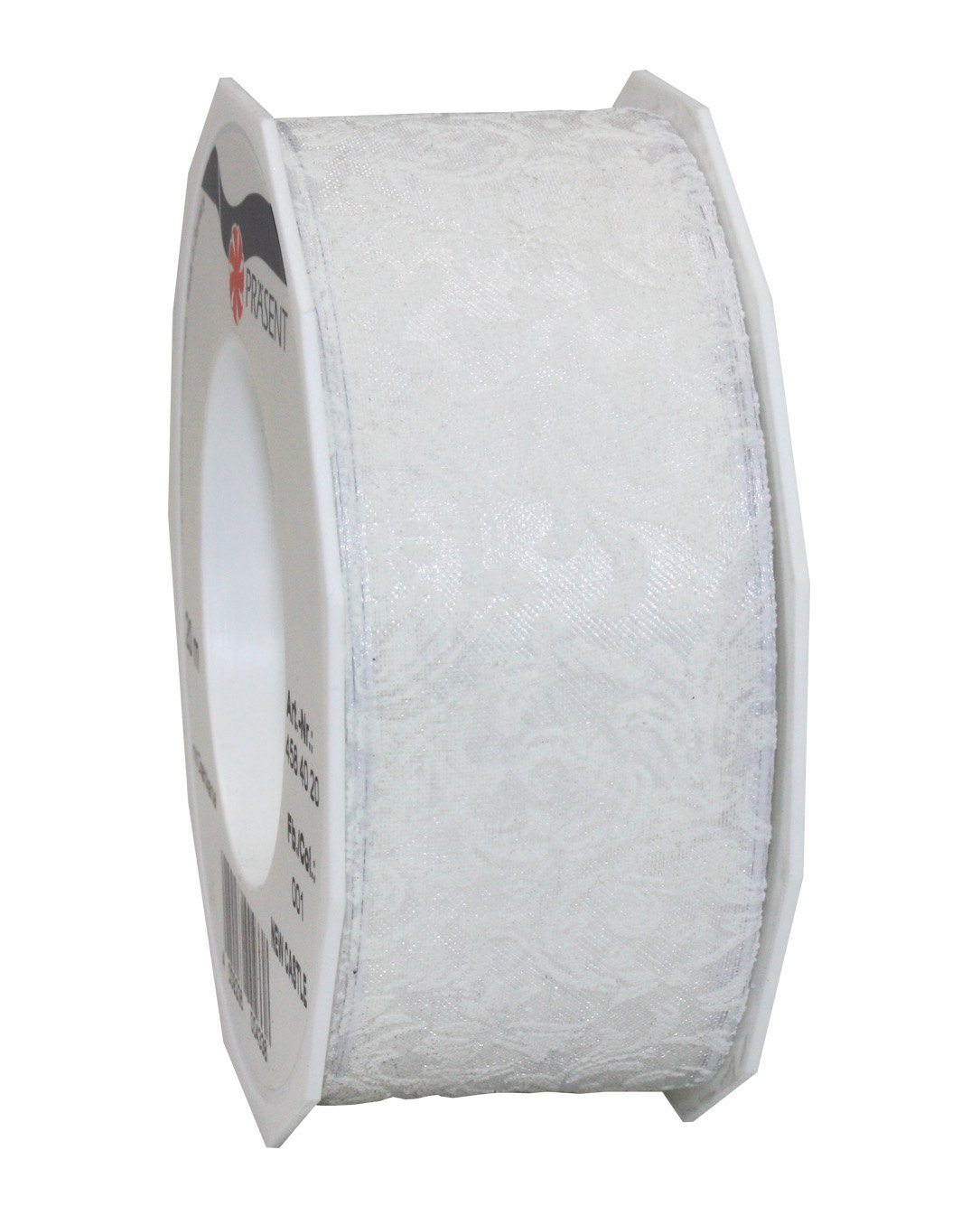 PRÄSENT - New Castle Printed Ribbon White 40 mm width, 20 m length