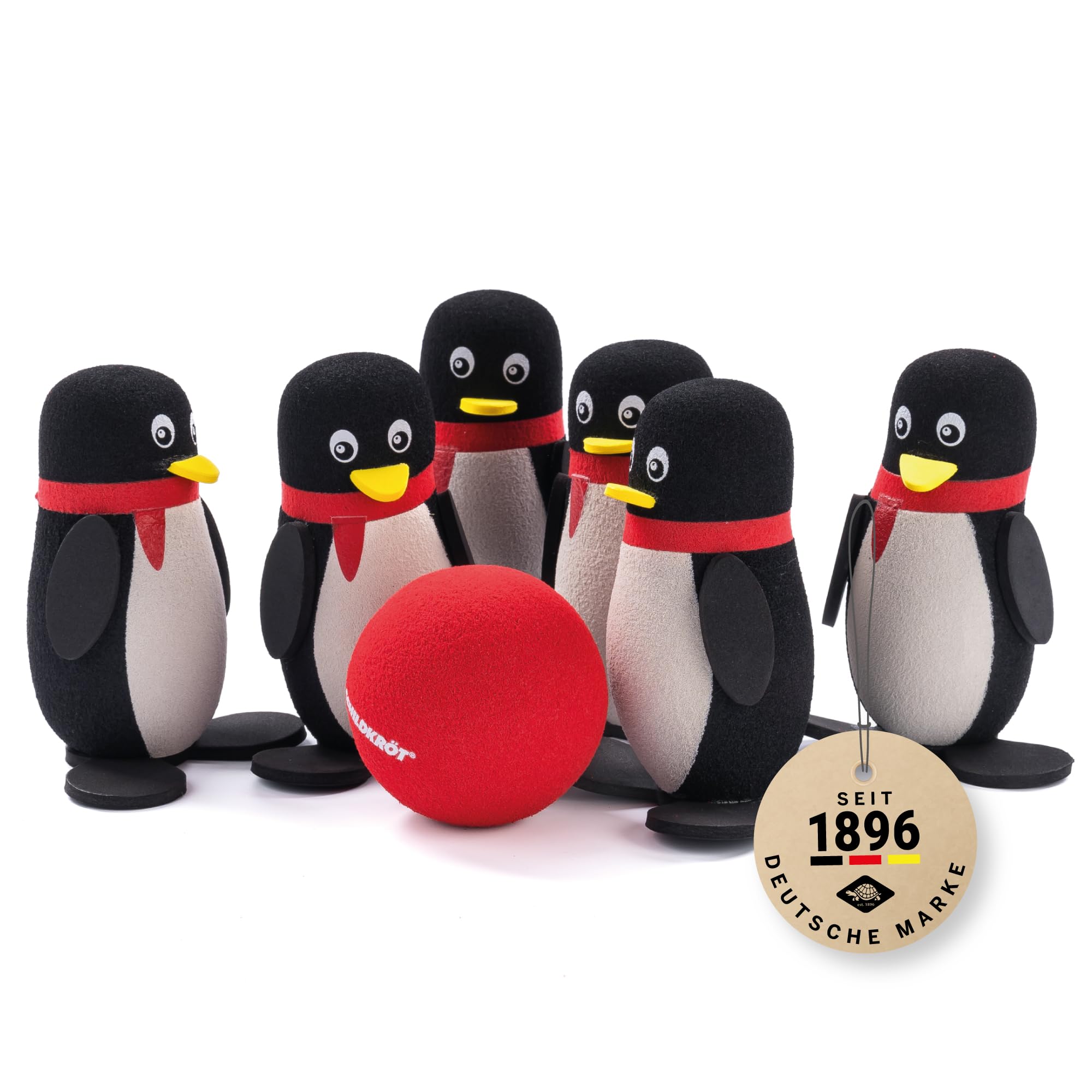Schildkröt Penguin Soft Bowling Set, for Indoor and Outdoor, 6 Penguins with a Stable Stand and a Soft Bowling Ball, 970303