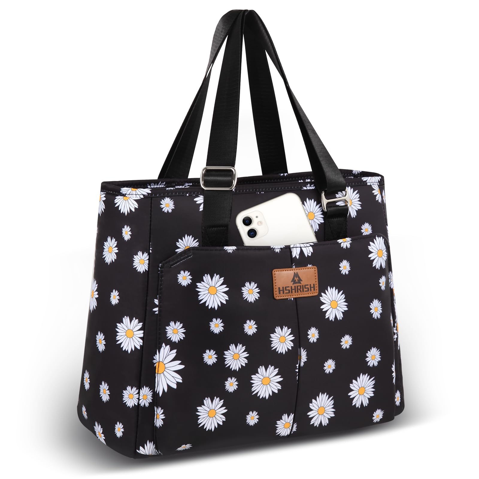 HSHRISH Lunch Bags for Women, Insulated Lunch Tote Bags 15L, Reusable Waterproof Leakproof Cooler Bag, Adjustable Shoulder Bag for Adults Work Shopping Picnic Beach Outdoor, Daisy