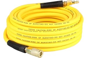 YOTOO Hybrid Air Hose 1/4-Inch by 50-Feet 300 PSI Heavy Duty, Lightweight, Kink Resistant, All-Weather Flexibility with 1/4-Inch Industrial Air Fittings and Bend Restrictors, Yellow