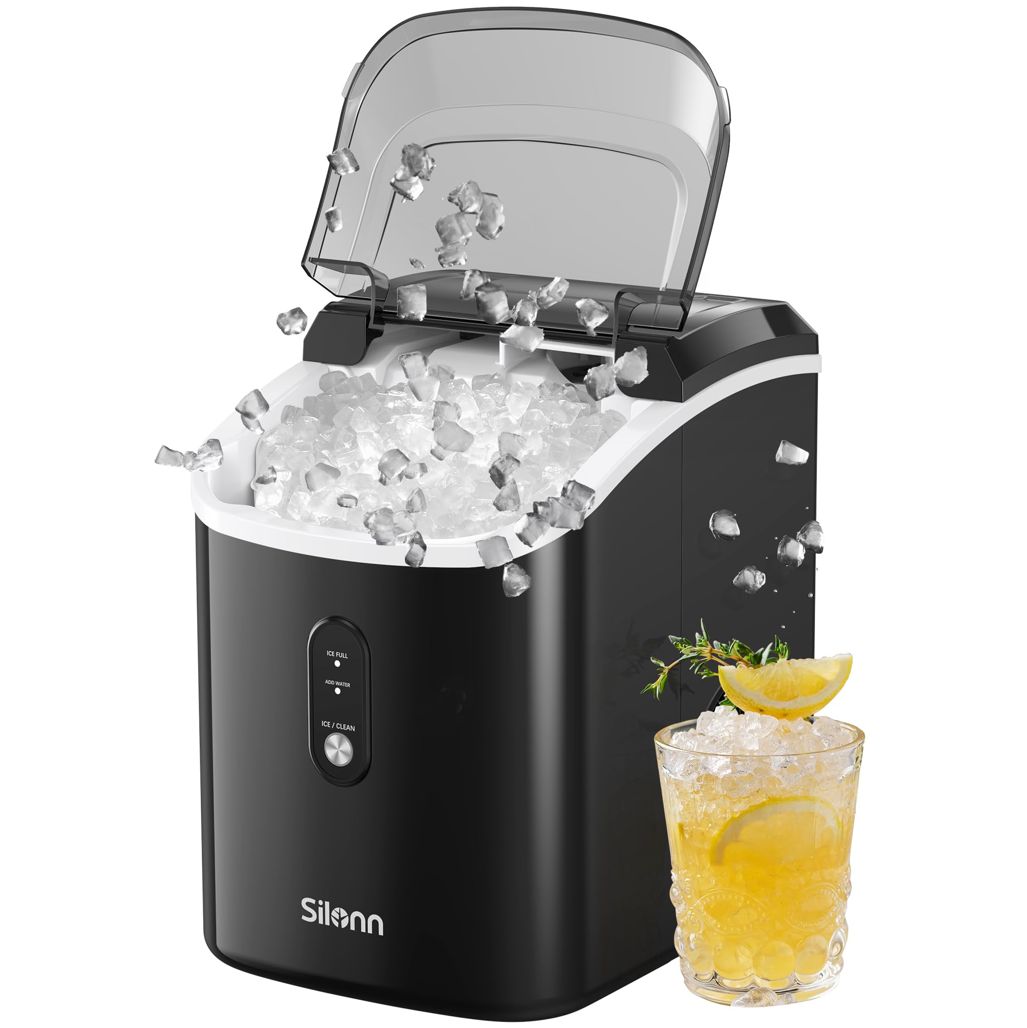 Nugget Ice Maker Countertop - 33lbs/24H, Silonn