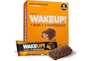 JESSE'S WAKEUP! WAKE UP!™ Chocolate Caffeinated Protein Bars – 350 mg Clean Caffeine (1 Bar = 3 Espressos) • Vegan, Gluten-Free, Kosher • Plant-Based Energy + Protein • On-the-Go Focus & Endurance