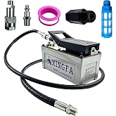 Air Hydraulic Pump 10,000 PSL, 0.45 Gal Reservoir, NPT 3/8" Oil Outlet, NPT 1/4"Inlet, Hydraulic Pump Air Hydraulic Foot Pump Made of Aluminum with 6.6ft Pipe, Gray