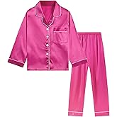 DIPUG Girls Pajamas Satin Long Sleeve Sleepwear Set Silky Feel Pjs for Kids Ages 4 to 13