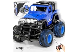 FUUY Blue RC Cars 1:32 Remote Control Car for Toddlers Kid Car Play Road Monster Truck, Off Road RC Trucks with Storage Case Cool Cars for Boys 2-6 Birthdays Gifts