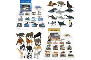 MIKNEKE 24 Small Animal Figurines Learning & Education Toys, Plastic Realistic Zoo Jungle Safari Sea Ocean Animal Figures, Preschool Learning Activities Matching Game Science Toys