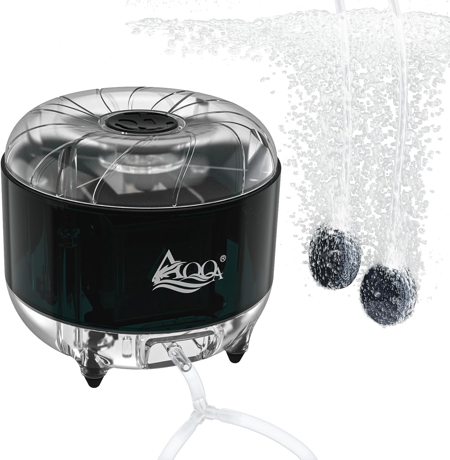 AQQA Fish Tank Air Pump, 960L/h Powerful Aquarium Air Pump with Y Shunt Tube, 12W Ultra-silent Adjustable Oxygen Pump for Tank up to 1000L