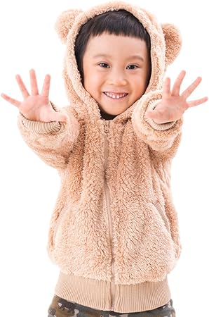 Amazon 赤ちゃんまーけっと クマ 着ぐるみ もこもこパーカー 子供 子供服 キッズ 防寒着 ボア モコモコ ギフト ベージュ 110cm おもちゃ おもちゃ