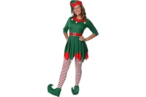 FUN COSTUMES Adult Santa's Helper Costume for Women, Jolly Holiday Attire, North Pole Elf Halloween Outfit