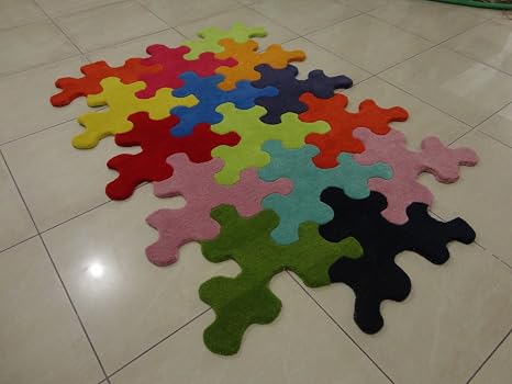 Blackknight Indian Hand Tufted Modern Puzzle Designer Wool Kids