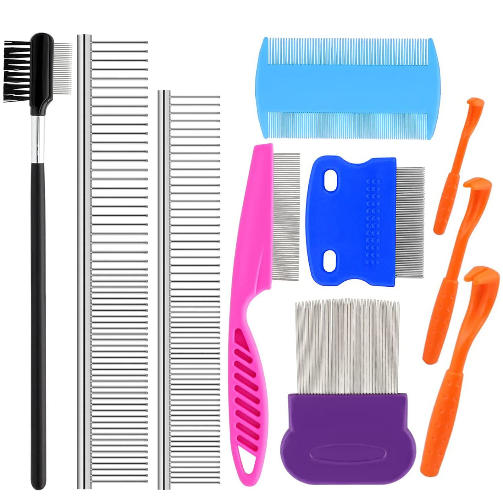 Photo 1 of 10 Pack Tick Flea Comb for Dogs, Tear Stain Remover Combs Dog Grooming Combs, Cat Comb for Removing Tangles and Knots, Tick Removal Tool for Small Dogs, Cats and Other Pets