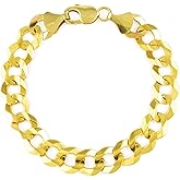 Nuragold 14k Real Yellow Gold Solid Cuban Curb Link 11.5mm Chain Bracelet (7.5"-9") Italian Jewelry for Men