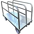Steel Panel Truck, Heavy Duty Drywall Cart Lumber Cart Platform Truck Flat Cart, 2000lbs, 6" Swivel Brake Casters, with 3 Side Handrails (39" x 24")