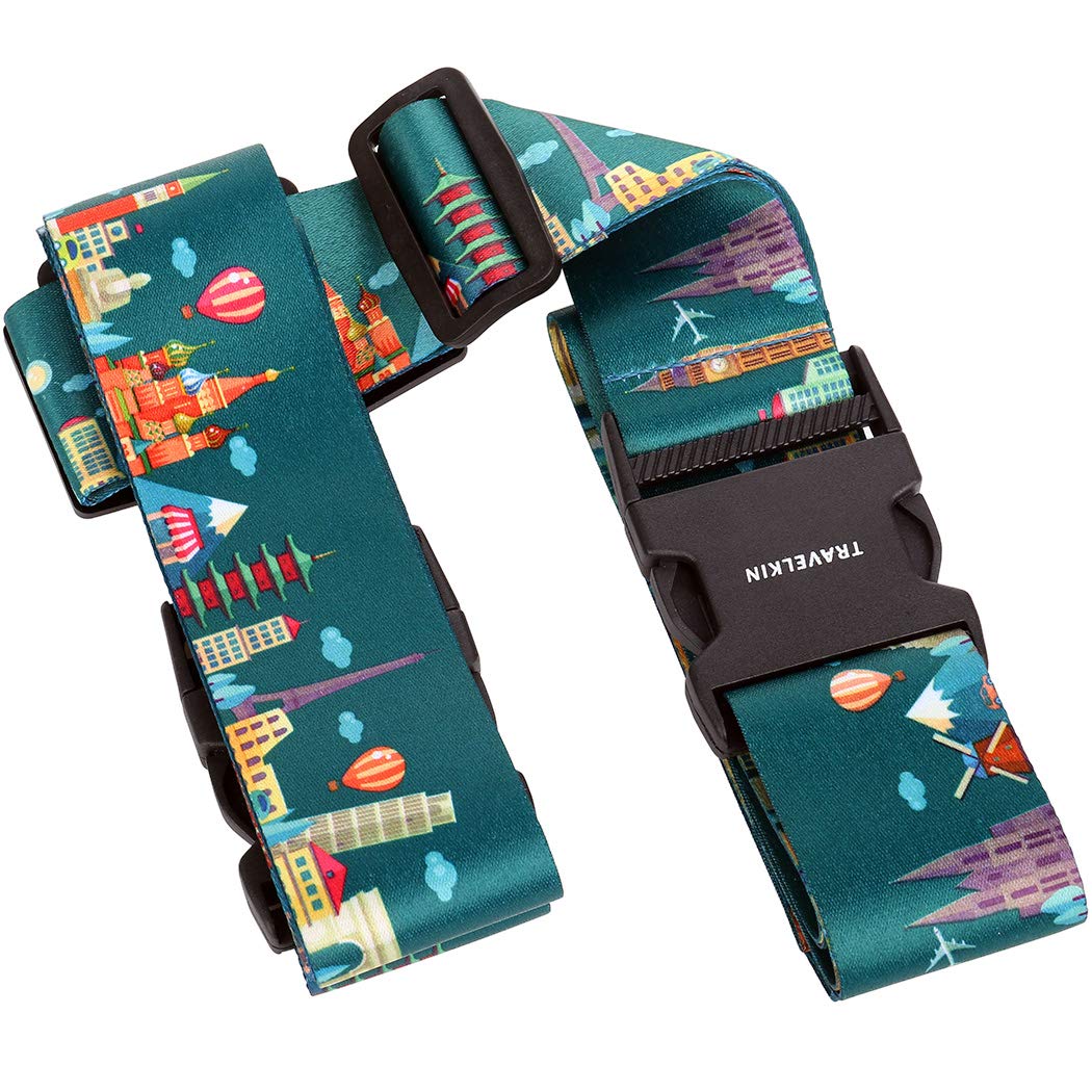 HIMREYLD Luggage Straps Adjustable Cross for Travel Airport, Extra Long 230 & 200 cm for Suitcase 20-32 Inch, Buckle Closure & Tag Slot - World