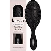Kitsch Wet Dry Brush Detangler &ndash; Hair Brush for Women - Black | Hairbrush for Women, Men &amp; Kids | Detangling Brush for Curly Hair, Bounce Curl Defining Brush for Wet or Dry Strands
