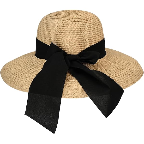 UPF 50+ Foldable Beach Straw Hat for Women, Wide Brim Sun  display picture 2