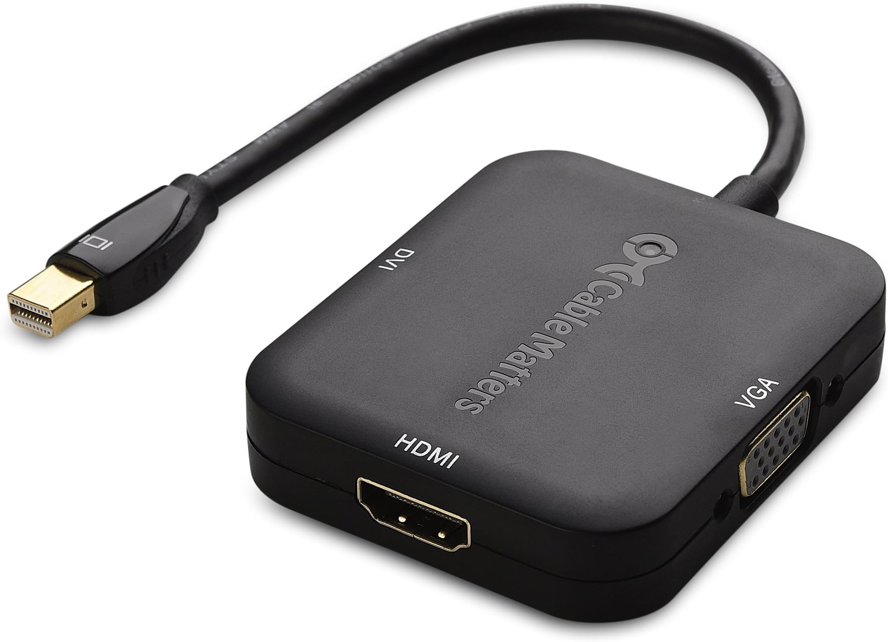 Cable Matters 101020-BLACK Mini DisplayPort to HDMI/DVI/VGA Male to Female Adapter (Black)