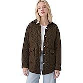Women's Lightweight Quilted Jacket Long Sleeve Snap Button Down Puffer Jacket Warm Winter Outerwear Coat with Pockets