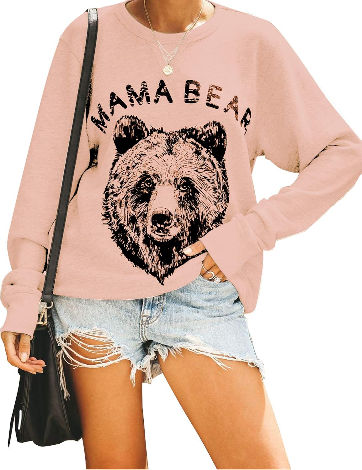 Blooming Jelly Women's Cute Long Sleeve Top Loose Mama Bear Crewneck Pullover Sweatshirt at  Women’s Clothing store