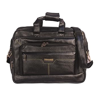 Handcuffs 17 inch Messenger Leather Office Laptop Bag for Men (BFLAPBAGN15) - Black