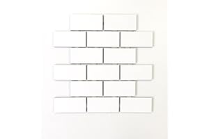 SQUAREFEET DEPOT 2x4 White Subway Glossy Ceramic Tile Kitchen Backsplash Bathroom (1 Sheet)