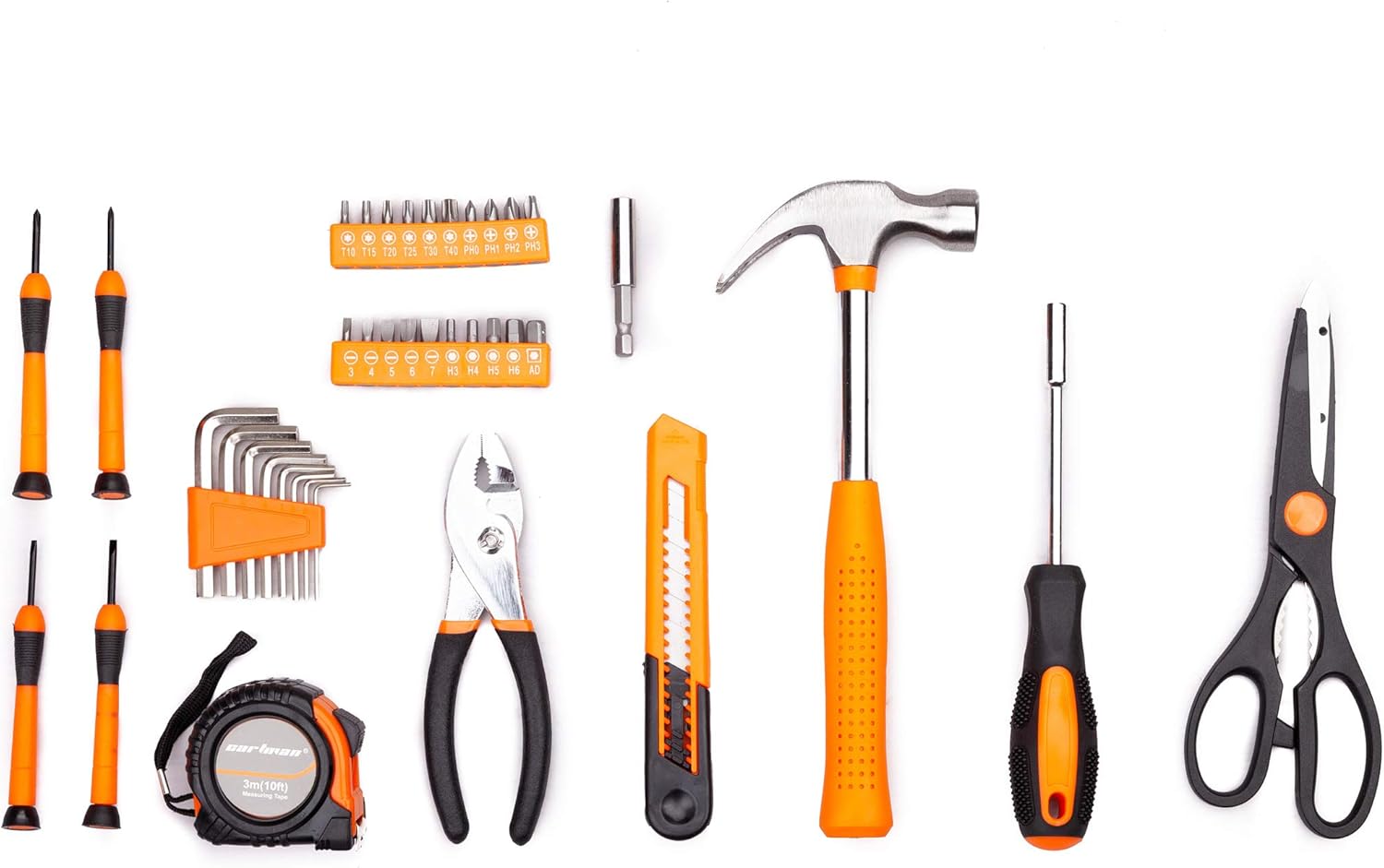 CARTMAN Orange 39-Piece Tool Set - General Household Hand Tool Kit with Plastic Toolbox Storage Case: Automotive