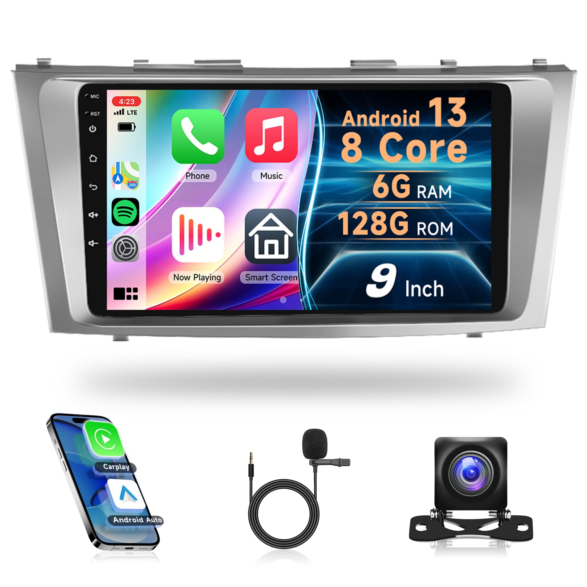 8-Core 6G+128G Car Radio for Toyota Camry 2006-2011 Support Canbus Original JBL navigation, Rimoody Android 13 Car Stereo Wireless Carplay Android Auto 9'' TouchScreen WiFi DSP BT/FM/RDS Backup Camera